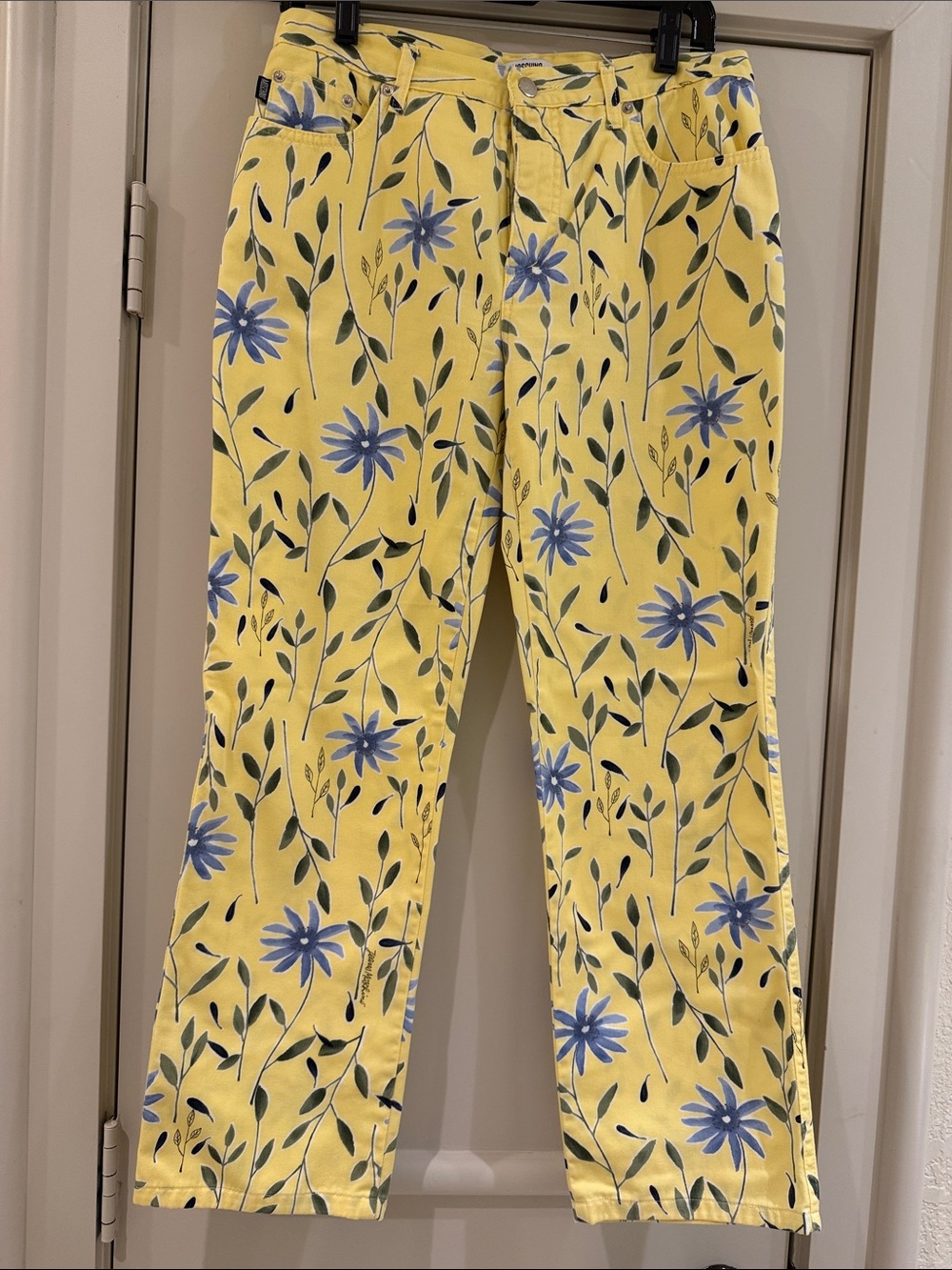 Moschino Yellow Floral Print Pants, Size 31